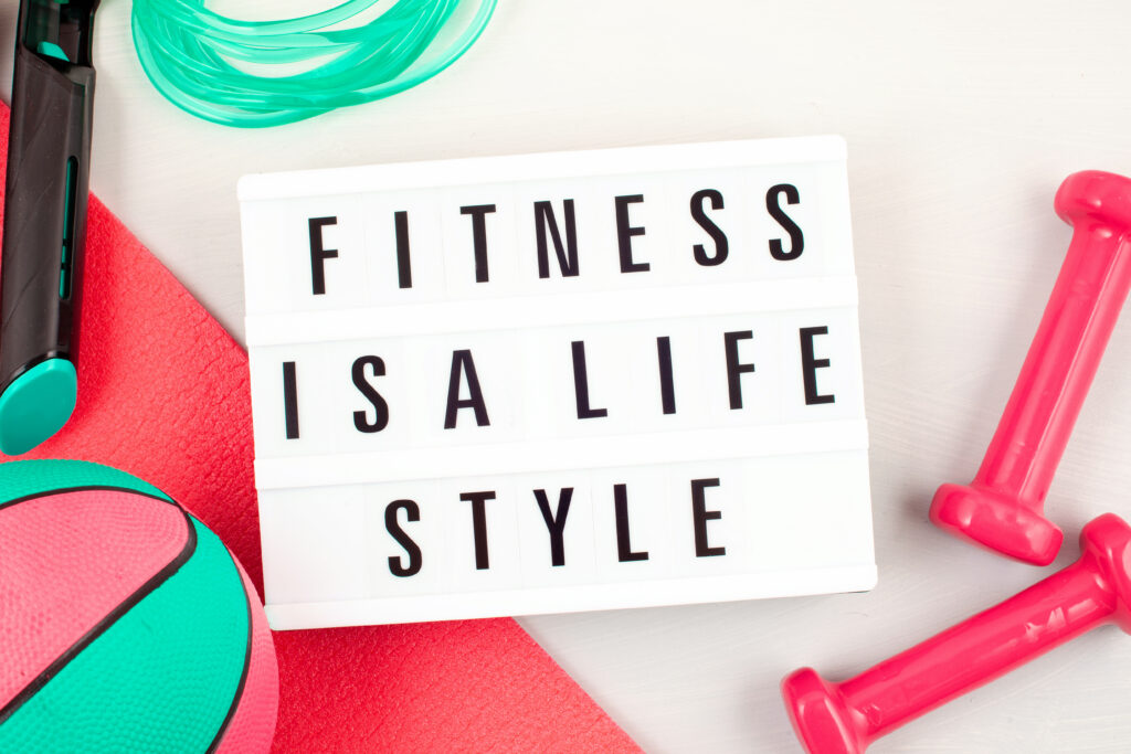 Schild mit Fitness is a life Style 