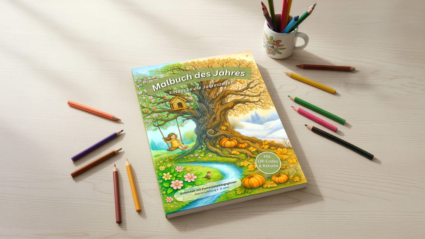 Das „Erlebnismalbuch“ bringt interaktives, pädagogisches Lernen über Natur und Nachhaltigkeit als Alternative zu Handy und Tablet für Kinder.